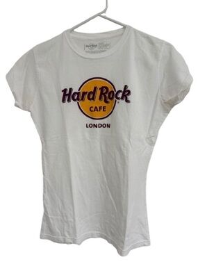 Hard Rock Cafe White T‑Shirt with Yellow Logo